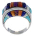 Multicolor Inlay Jewelry Sterling Silver Ring Size 8-1/2 AX37453